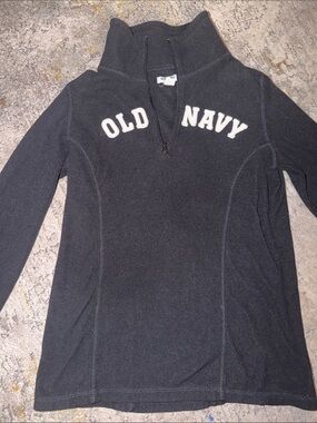 Old Navy Black Quarter-Zip Fleece Pullover with White Logo